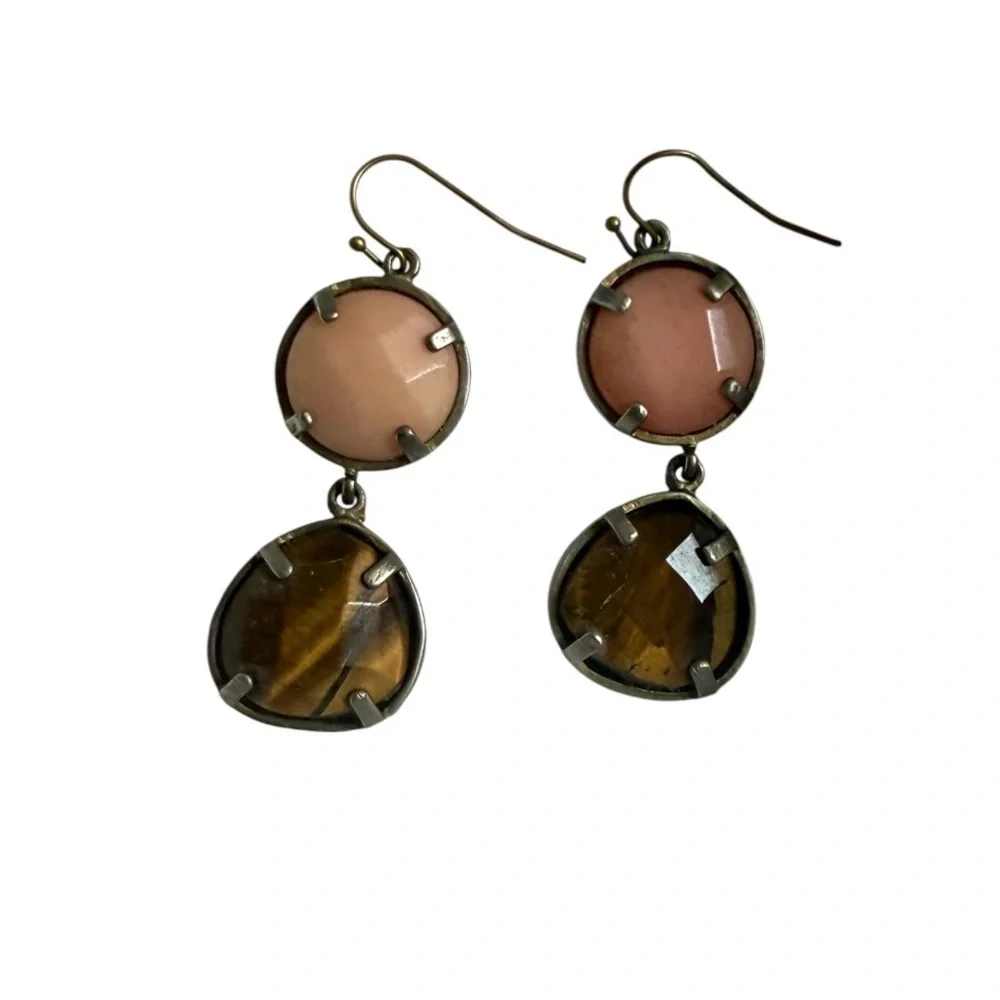 Vintage J. Crew Pink and Brown Dangle Earrings